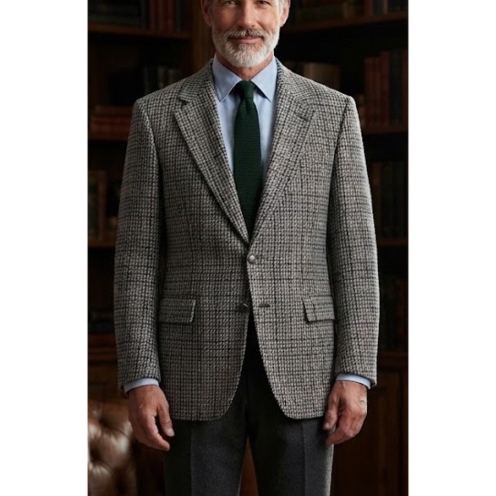 Vintage Burberry's Blazer Houndstooth Wool Sport Coat Windowpane Mens Sz 42R